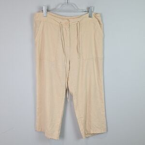 Roxie B Linen wide leg crop pants size Large